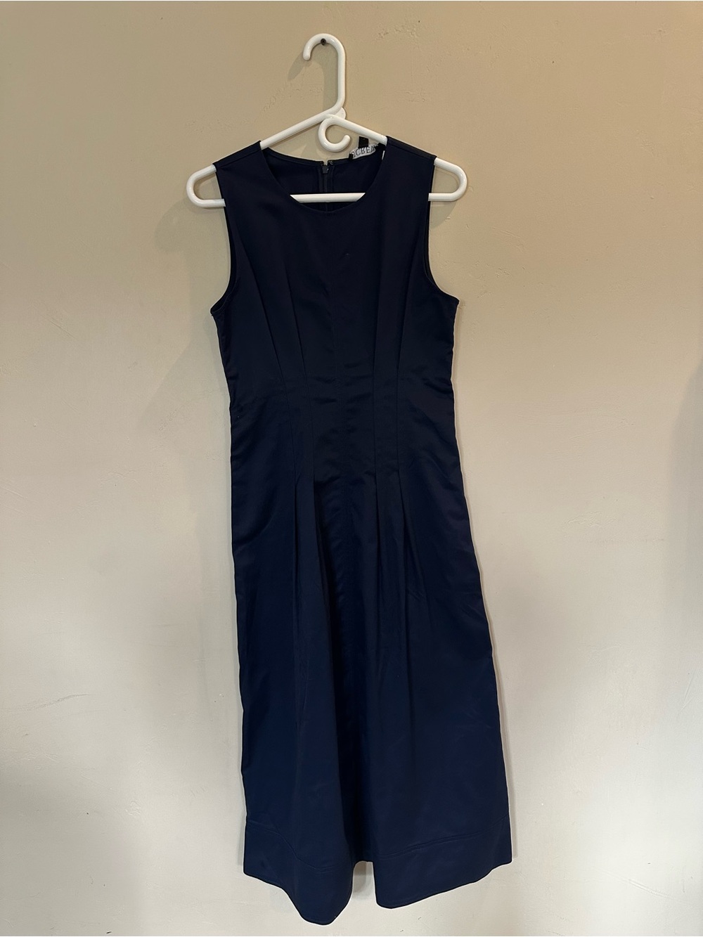 J. Crew Navy Sleeveless Pleated Midi Dress - Picture 2 of 5